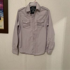 Mens Broken Threads Gray Adjustable Sleeves Buttons Down Shirt S Sz 100%cotton